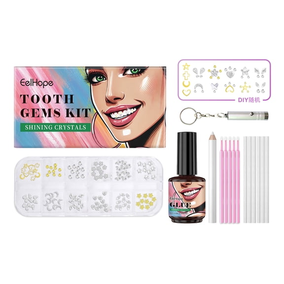 Sparkling Dental Beauty Set - Creative Tooth Gem Kit with UV Glue & Light for a Dazzling Smile
