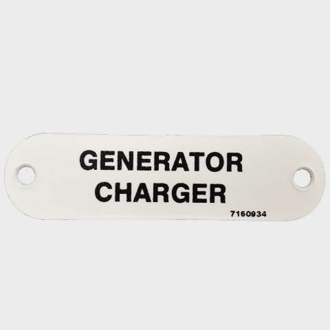 Carver Boat Generator Charger Label 7160934 | 2 3/4 x 3/4 Inch White Plastic