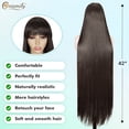 thumbnail image 6 of Creamily 42 Inch Brown Straight Wig with Bangs for Women Long Synthetic Hair Middle Part Natural Soft Texture Heat Resistant Daily Wear, 6 of 9