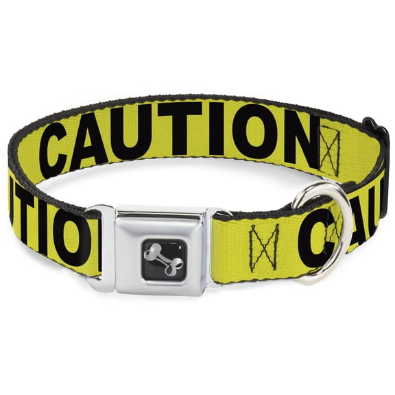 Buckle-Down Pet Collar, Dog Collar Metal Seatbelt Buckle, Caution Yellow Black, 9.5 to 13 Inches 1.0 Inch Wide