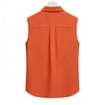 thumbnail image 6 of Dazajoo Button Down Tank Tops for Women Cotton Linen Pleated Vest Shirts Summer Casual Beach Sleeveless Tanks,Orange,M, 6 of 7