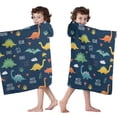 thumbnail image 4 of Dinosaur Pattern with Text Elements Hooded Bath Towel，50"x30" for Ages 3 To 12 Kids, Quick Dry Lightweight Soft Microfiber Hood Beach Towel Cover Up for Kids, 4 of 7