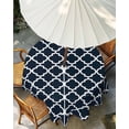 thumbnail image 3 of Outdoor Tablecloth with Umbrella Hole, Navy Blue Morocco Spillproof Waterproof Outdoor Table Cover, Modern Farmhouse Minimalist Plaid Patio Tablecloths for Party/Garden/Picnic, Round 54 inch, 3 of 9
