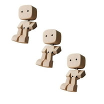 Lssam Ackerman Shaking Wooden Man Figurine - Spring Legs Magnetic Face, Handmade Shaking Feet Doll for Dashboard Decor and Desktop Uses(3 Pack)