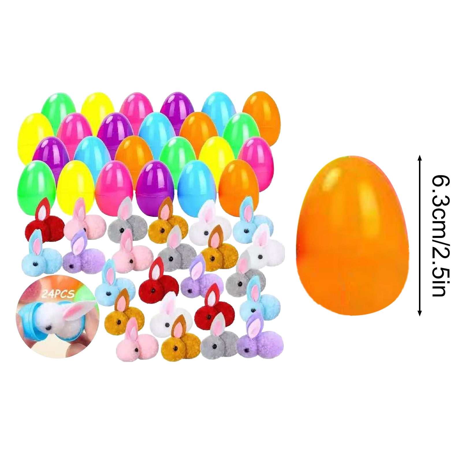 Easter Basket Stuffers with Bunny 12 Pack Easter Eggs Filled with Mini Plush Bunny Rabbit Toys Easter Stuffers for Easter Party Indoor Outdoor Hunt Games Decorations