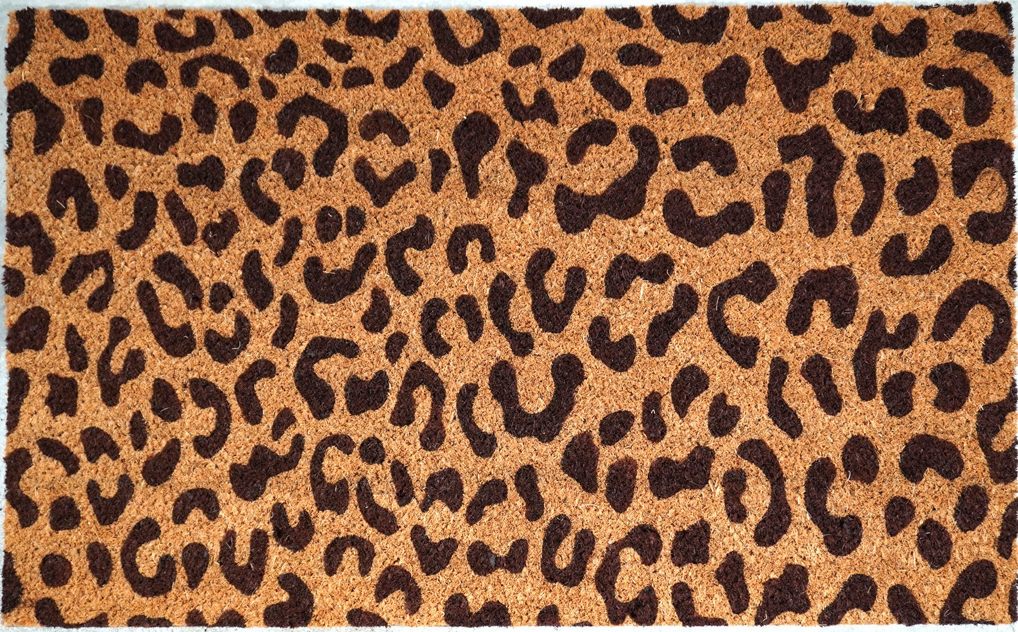 Mainstays Natural and Black Leopard Print Coir Outdoor Doormat, 18" x 30"