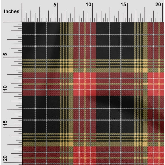 oneOone Organic Cotton Voile Fabric Tartan Check Printed Fabric 1 Yard 42 Inch Wide