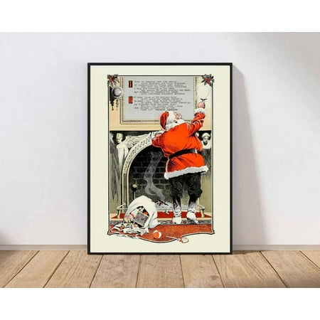 Vintage Winter Holiday Santa Claus Poster Size 24''x36''-Gategoo