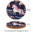 thumbnail image 3 of Unicorn 6pcs Round Microfiber Leather Coasters, 11x11 cm/4.3x4.3 in - Premium Table Drink Coasters Set for Home and Office, 3 of 6
