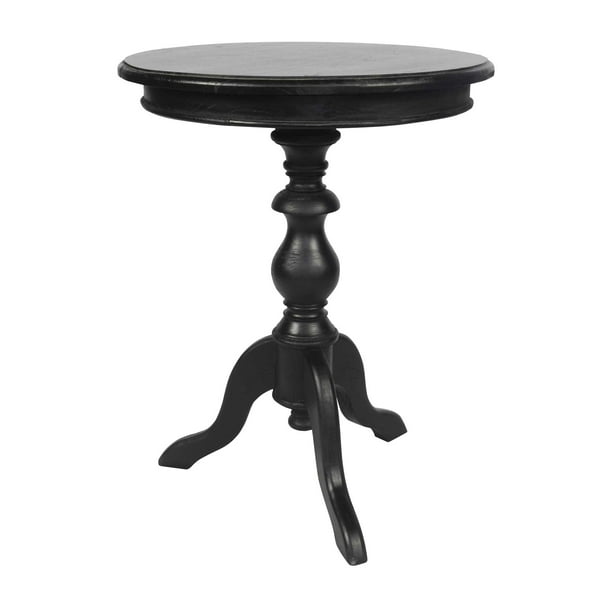 Ford Round Black Solid Wood Pedestal Side Table by East at Main Black