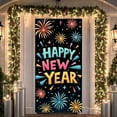 thumbnail image 5 of Colorful Happy New Year Banner Firework Design New Year Banner Star Pattern Festive Holiday Banner for New Year Party Holiday Celebration Indoor Decoration, 5 of 7