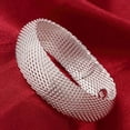 thumbnail image 2 of Venta al por mayor, brazaletes de plata de ley 925 a la moda, pulsera con coraz贸n redondo abierto para mujer, joyer铆a de moda, brazalete de ajuste para boda, 2 of 2