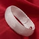 thumbnail image 2 of Venta al por mayor, brazaletes de plata de ley 925 a la moda, pulsera con coraz贸n redondo abierto para mujer, joyer铆a de moda, brazalete de ajuste para boda, 2 of 2