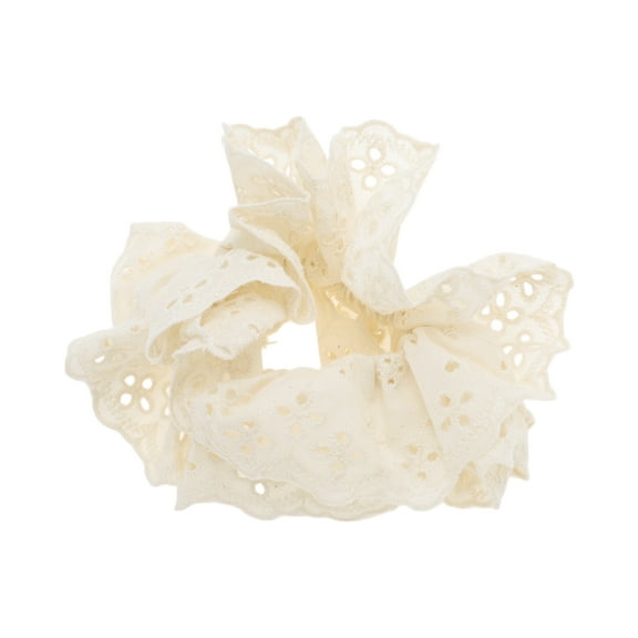 Unique Bargains 1 Pc Elegant Lace Flower Scrunchies for Home Beige