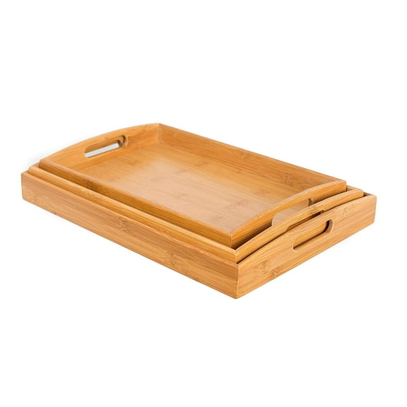 BirdRock Home 3 pc Bamboo Breakfast Bed Tray - Round - Natural