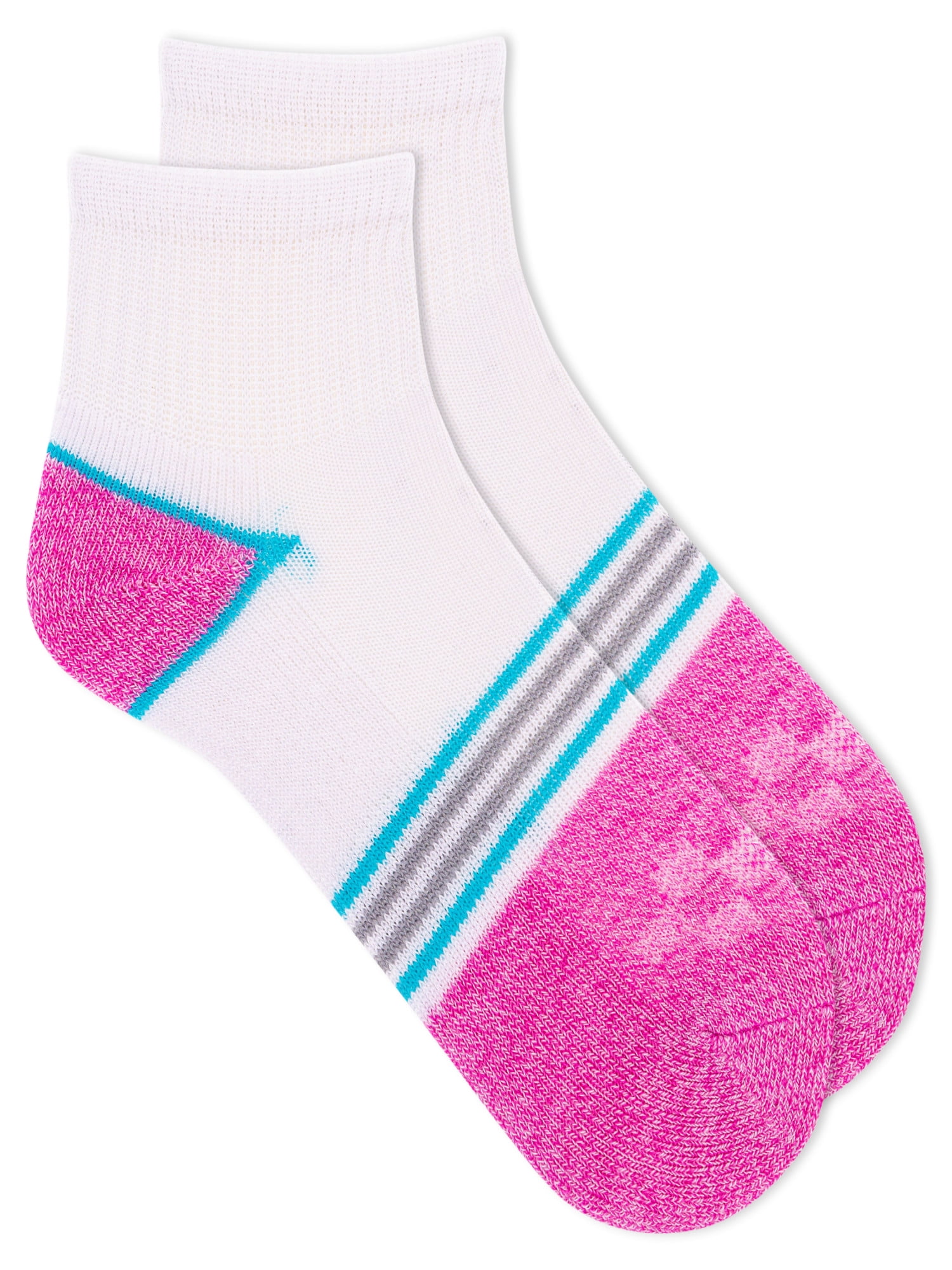 Athletic Works Girls Cushioned Comfort Ankle Socks, 10 Pack, Sizes S-L