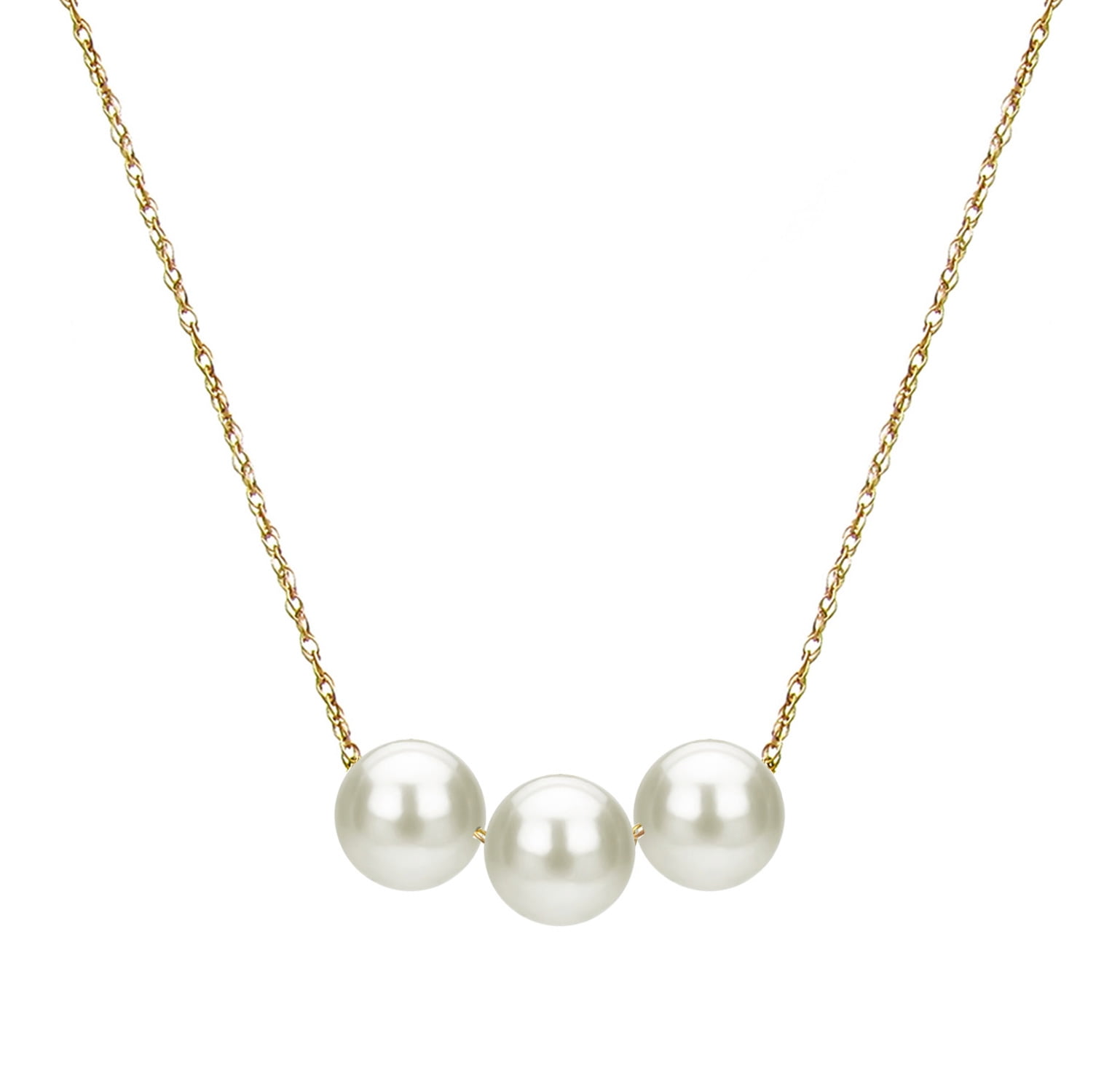 Floating Pearl Pendant Necklace with 3 