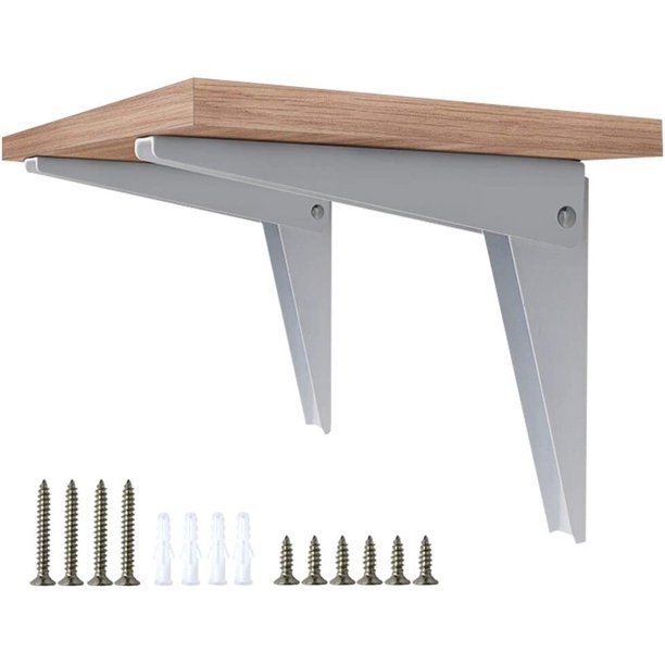 Soporte de pared plegable de 2 piezas, soporte de estante Soportes de estante Soporte de soporte plegable plegable de metal Soporte de garaje Consola plegable Estantería de bricolaje, blanco 8"/200 mm JFHHH pequeña