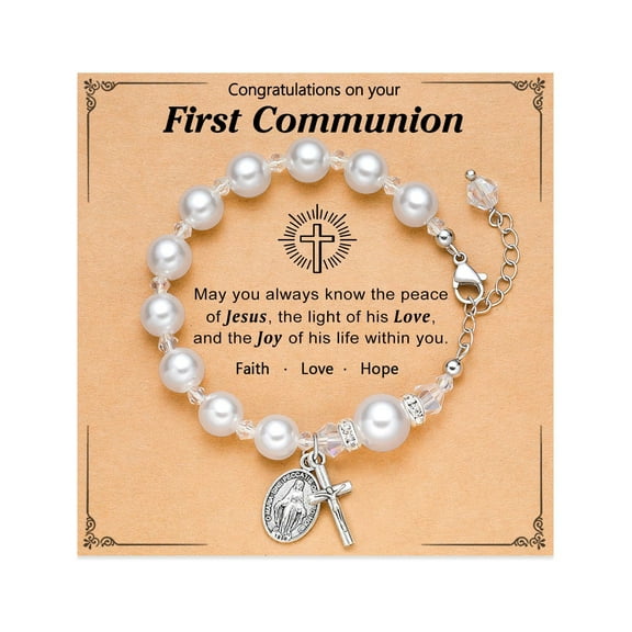 First Communion Gifts, Baptism, Easter Gifts for Teen Girls, Faith Christian Religious Bracelet for Girls