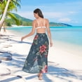 thumbnail image 7 of FORMRS Womens Long Sarong Beach Wrap Semi-Sheer Bikini Skirt Bathing Swimsuit Cover Up, Floral Christmas, 7 of 7