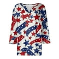 thumbnail image 4 of IYYVV 3/4 Length Sleeve Womens Tops 4th of July Button Down Shirts for Women Summer Top 2025 Patriotic Stars Stripes Flag Graphic Tees Deep Red L, 4 of 7
