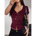 thumbnail image 1 of Blusa Corta Con Botones Y Cinturón Estilo Urbano Burdeos, 1 of 30
