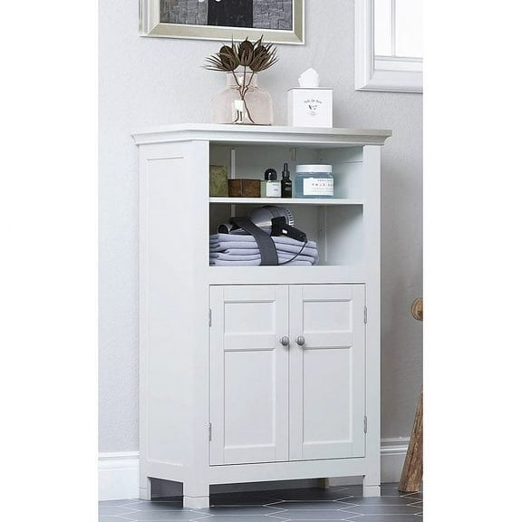 Spirich Home Freestanding Bathroom Cabinet with Doors and Adjustable Shelf, Shoe Storage Cabinet White