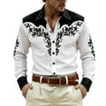 thumbnail image 3 of Mens Shirts Carnival Printed Long Sleeve Button Lapel Top Casual Western Cowboys Theme Classic Comfortable Shirt for Men Black L, 3 of 5