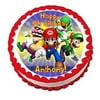 8" Round Super Mario Brothers Luigi Yoshi Wario Edible Cake Topper Image ABPID06447