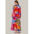 thumbnail image 3 of HT 360 Collective Designer Fuschia Dress Plunged Neckline Maxi Dress Abstract Print, 3 of 4