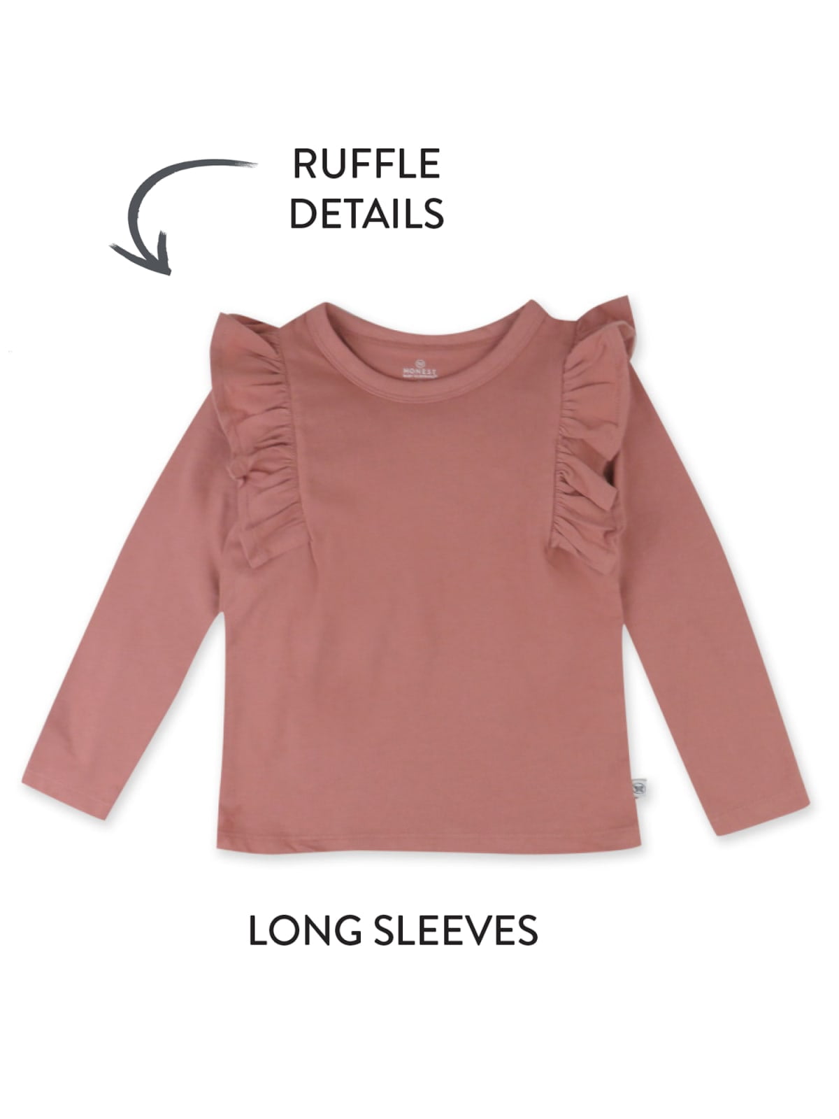 Honest Baby Clothing Organic Cotton Girl Long-Sleeve Ruffle Shirts, 3M to 24M, 3-Pack