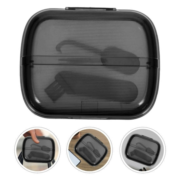 Clispeed Breathable Black Portable Denture Case for Orthodontic Retainers Storage Durable Material Small Size