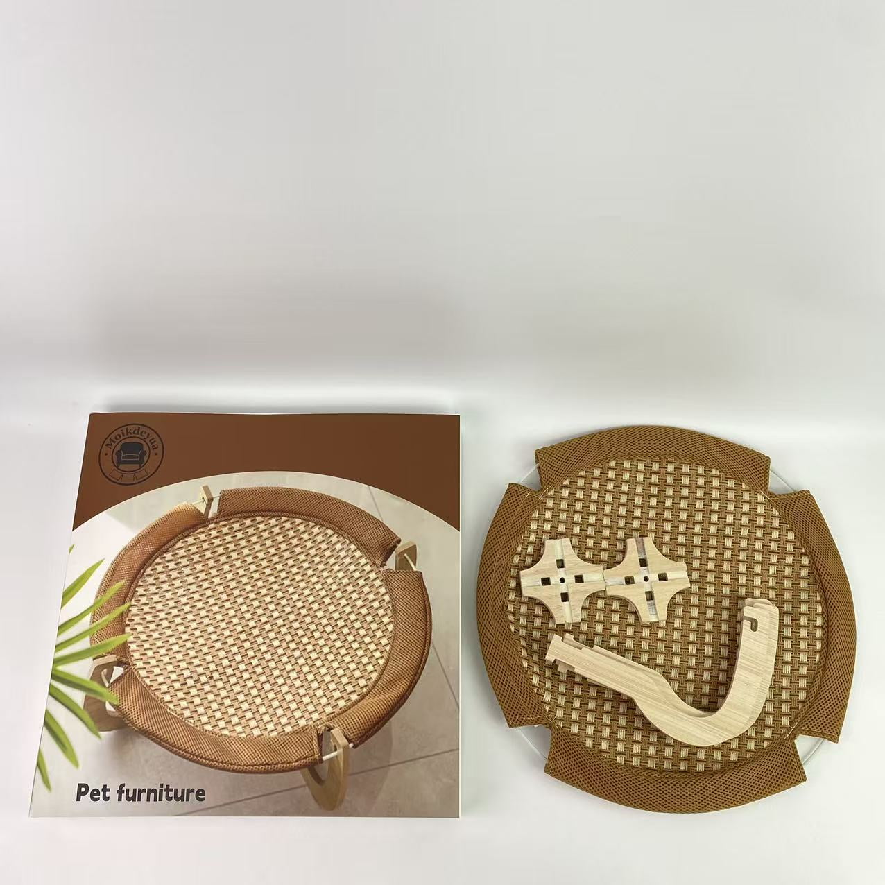 Moikdeyua Pet furniture, Elevated Cat Bed for Average Cats, Dog Bed for Miniature Dogs, with Removable Washable Mesh, for Pets up to 20 lb, Oval - 15 x 15 x 6 in