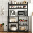 thumbnail image 1 of Bakers Rack with Power Outlet, 6 Tier Kitchen Storage Rack with Hutch, Buffet Table with Wire Drawer, 1 of 8