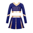 thumbnail image 2 of iixpin Girls Cheerleading Costume for Schoolgirls Cheer Leader Uniform Dance Crop Top with Skirts Cosplay Party Outfit Navy Blue 6, 2 of 6