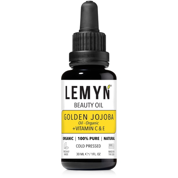 Aceite de jojoba dorado Lemyn Organics | Sobrealimentado con vitamina C THD clínicamente probada | Recién hecho | Hidratación profunda y refuerzo radiante | Excelencia artesanal de Santa Bárbara