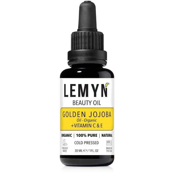 Aceite de jojoba dorado Lemyn Organics | Sobrealimentado con vitamina C THD clínicamente probada | Recién hecho | Hidratación profunda y refuerzo radiante | Excelencia artesanal de Santa Bárbara