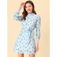 thumbnail image 2 of INSPIRE CHIC Robe Courte Décontractée pour Femme à Imprimé Floral, en Dentelle, à Volants, Col Ras du Cou, 2 of 6