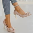 thumbnail image 2 of SCHUHLAND Elegant Bowknot Glitter Pumps for Women, Pointed Toe Super High Thin Heel Wedding Shoes, Silver/Pink, Sizes 34-40, 2 of 16