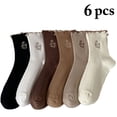 thumbnail image 2 of Crew Socks Ruffle Floral 6 Pairs Simple Soft Dress Socks Cotton Socks for Girls, 2 of 10