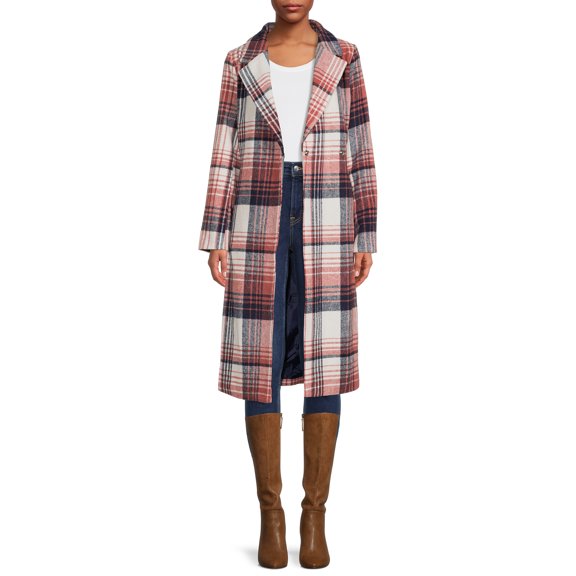 Jason Maxwell Women's and Women's Plus Long Coat with Tie Belt, Sizes S-3X
