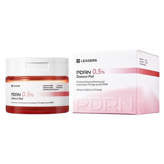 LEADERS PDRN 0.5% Essence Pad – Firming & Moisturizing Face Pads for Sensitive Skin – Hydrating & Helps Anti-Aging, Skin Elasticity, 135 ml - 70 Pads