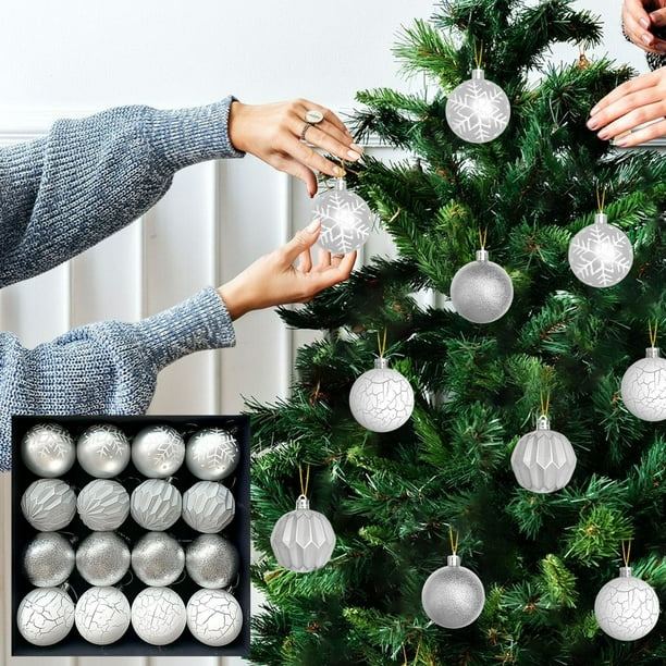 Adornos colgantes navideños, decoraciones navideñas, colgante de decoración navideña de 6 cm, con diseño de árbol de Navidad, bola decorativa pintada a mano.