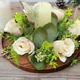 thumbnail image 5 of Artificial Rose Candle Ring Wreath Spring Wreaths For Front Door Fake Flower Candle Holder Wreath With Green Leaves Artificial Flowers Wedding Centerpieces Home Holiday Decor, 5 of 7
