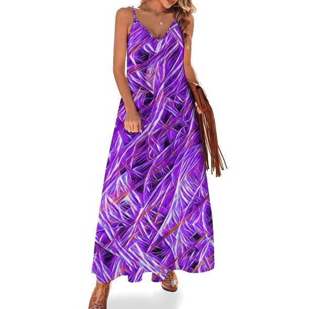 Nuevo vestido elástico sin mangas morado y naranja, vestido de fiesta de noche para mujer