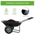 thumbnail image 3 of Yunken Dual-Wheel Garden Cart, Home Utility Yard Wheelbarrow with Built-in Stand for Lawn, Gardening, Construction - Black, 3 of 7