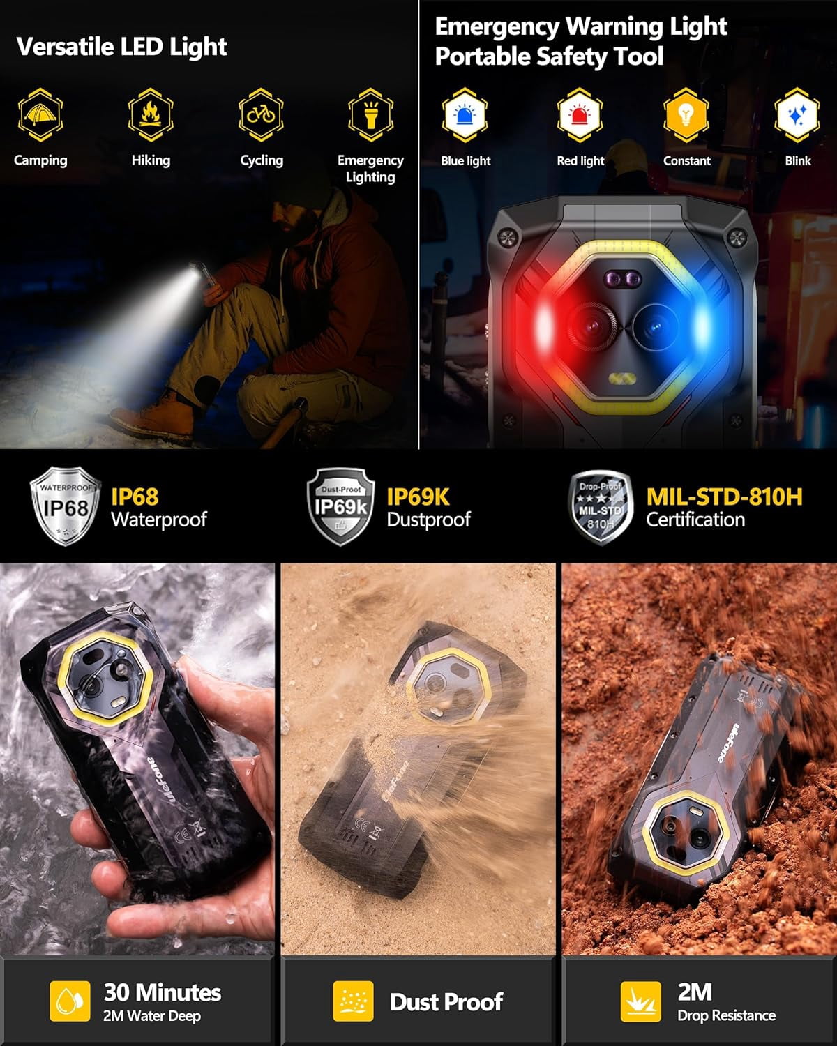 Ulefone Armor Mini 20 4G Rugged Phone, 16GB 256GB MTK Helio G99,Black