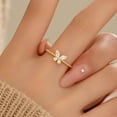 thumbnail image 3 of CZ Butterfly Ring for Women 925 Sterling Silver Cool Cute Simple Promise Rings 14K Gold Plated Dainty Trendy Stackable Minimalist Wedding Band Ring to Daughter Mom Christmas Wedding Ideal Gift, 3 of 6