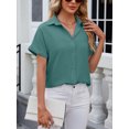 thumbnail image 6 of SHIBEVER Womens Blouse Summer Blouse Short Sleeve Blouses & Button-down Shirts Casual Trendy Green Blouse for Women Tops XXL, 6 of 8