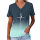thumbnail image 1 of Camisetas de Verano para Mujeres con Cuello en V de Manga Corta Camiseta Deportiva de Impresión de Pascua, Camiseta Ligera de Base de Algodón de Imitación para el Hogar, Diario Y Desgaste, 1 of 3